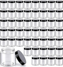 50 Pack 4 Oz Clear Plastic Jars with Lids, Mini Containers for Cosmetics, Sample