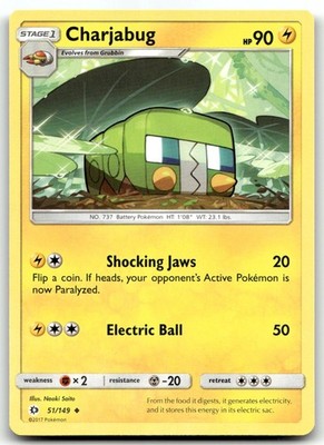 Charjabug 51/149 SM Base Set Uncommon Normal Pokemon TCG NM