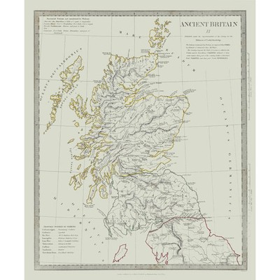 Historic Map - Britain Ancient Terrain - Baldwin 1830 - Vintage Wall Art
