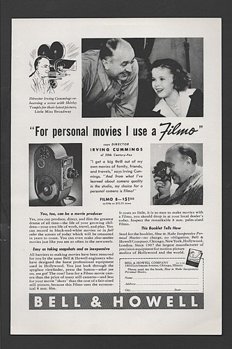 Vtg. Bell & Howell Filmo Camera Original 1930s Magazine Print Ad Shirley Temple