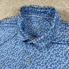 Johnnie-O Polo Shirt Mens XL Blue Floral Print Short Sleeve Performance Stretch