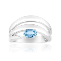 Cavill Ring 925 Sterling Silber 0,34Ct Oval Aquamarin Damen Echtschmuck