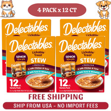 4 pack Delectables Stew Senior 10 Variety Pack Lickable Cat Treats, 12-Pack