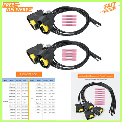 4Pcs Ignition Coil Connector Pigtail Plug Harness fit for Hyundai Accent Elantra