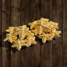 Vintage MIMI DI N Signed Starfish Coastal Gold Tone Strip Belt Buckle