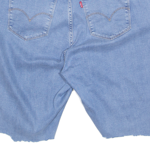 LEVI'S Cut Off Premium E Stretch High Waist Womens Denim Shorts Blue UK 16 W36 - Picture 6 of 6