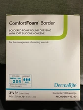 ComfortFoam Silicone Foam Border Dressing 3" x 3" BX of 10 “FREE SHIPPING”