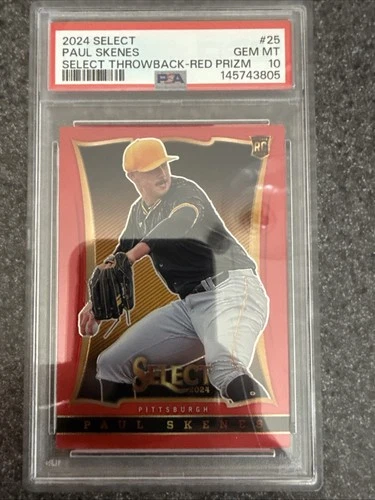 Paul Skenes 2024 Panini Select Throwback Red Prizm Rookie # 33/99 PSA 10 RC GEM