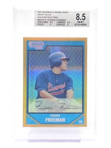 FREDDIE FREEMAN 2007 BOWMAN CHROME DRAFT 1ST ROOKIE FAS AUTO GOLD BGS 8.5 Q7215