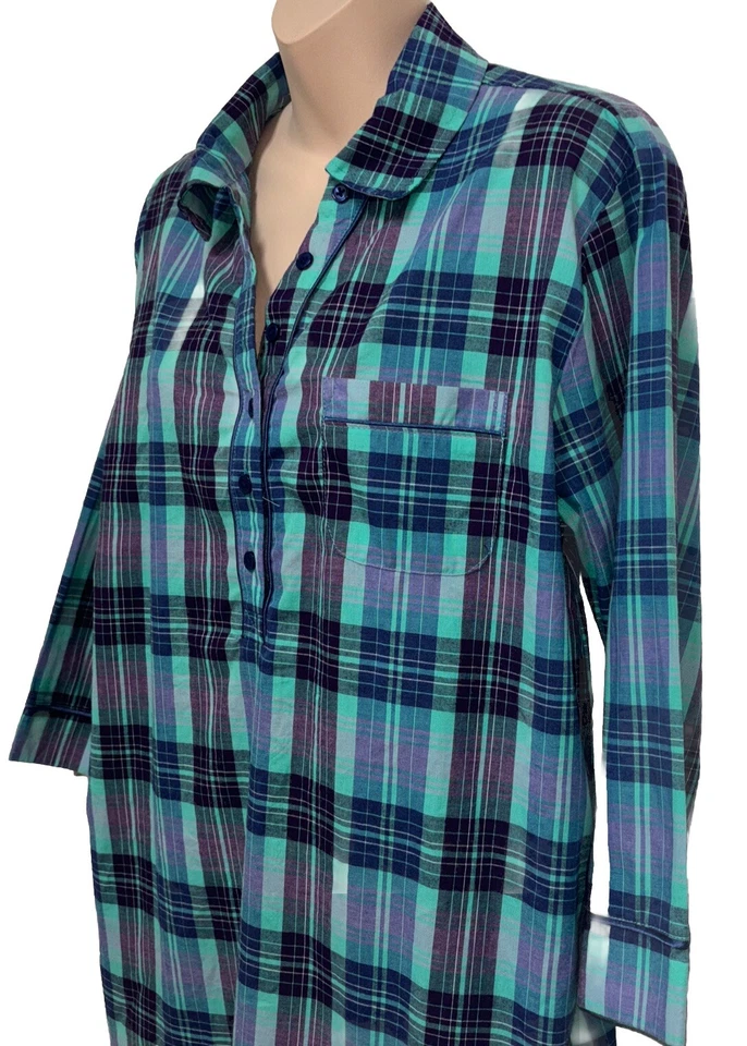 Joe Boxer Camisón Azul Púrpura Verde Rosa Pijama A Cuadros Para Mujer-L 100% ALGODÓN Foto 3 de 4