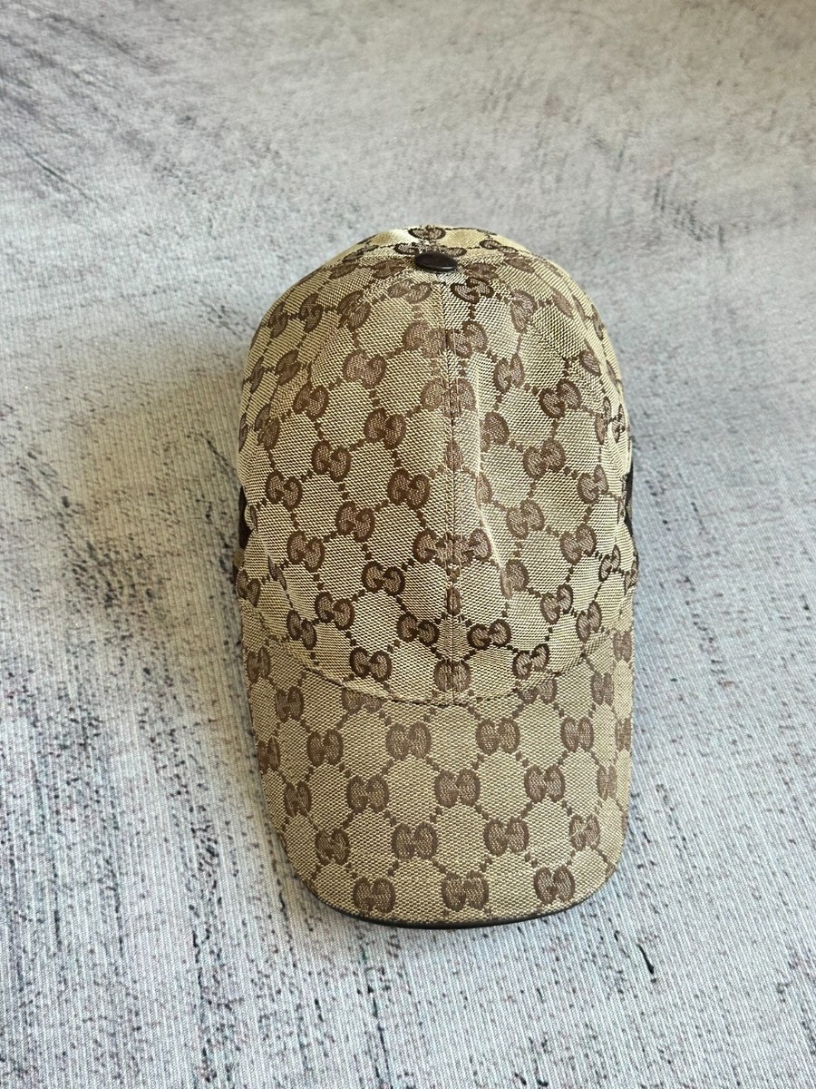 Authentic Gucci Hat Rare Band Brown GG Monogram Canvas Beige Authentic Gucci Hat Rare Band Brown GG Monogram Canvas Beige