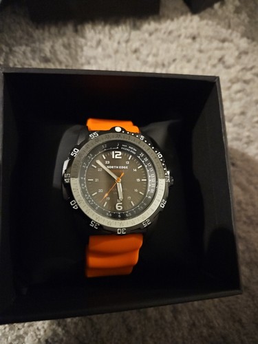 NORTH EDGE Mens Pilot Military Solar Powered Waterproof Watch Evoque 2 Orange - Picture 9 of 15