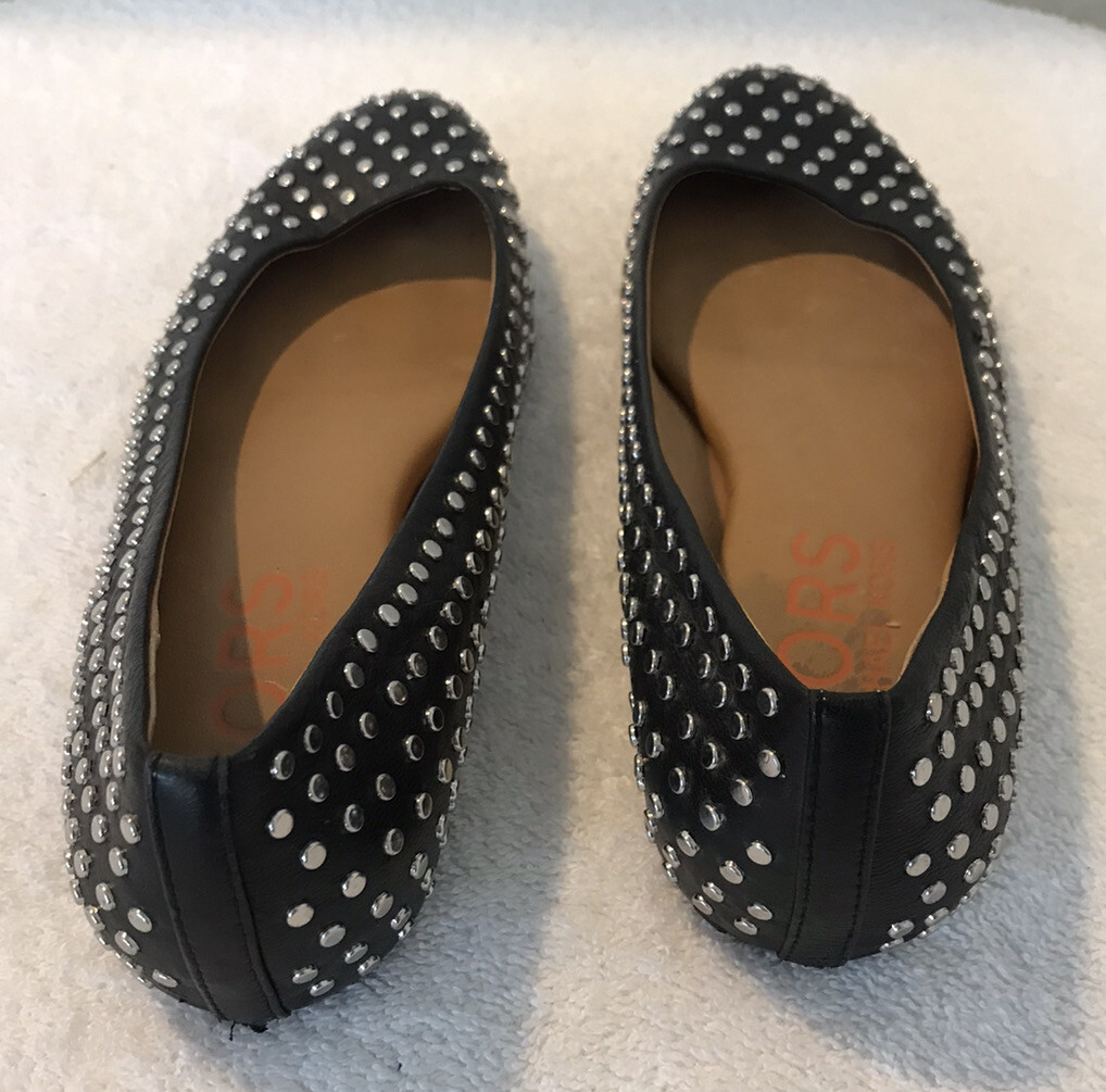 MICHAEL KORS Women's Flat Shoes Black Real Leather Silver Studs Size 6.5M thumbnail 6