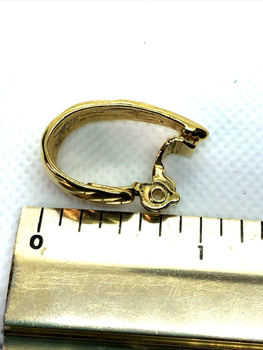 Vintage MONET Tear Drop Wide J Hoop Clip-on Earrings Gold Tone 1" - Picture 8 of 8