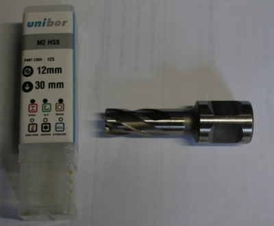 Unibor Vielzahnfräse M2 HSS Fräser 12 mm Durchmesser x 30 mm Schnitttiefe