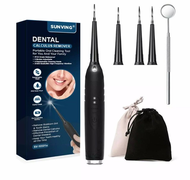 Electric Dental Calculus Remover Sunving Teeth Cleaning Kit With 4
