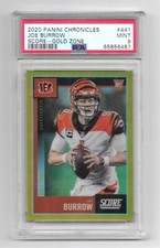 2020 PANINI CHRONICLES JOE BURROW SCORE GOLD ZONE PRIZM SP RC #49/50 PSA 9