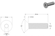 M5 Black 10.9 Alloy Steel Allen Hex Socket Countersunk Flat Head Screws Bolts