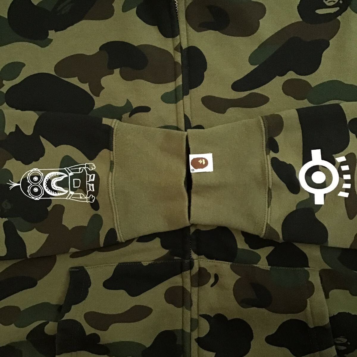 BAPE × Minion Shark full zip hoodie 1st camo green A Bathing