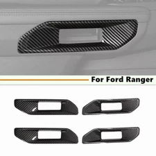 For Ford Ranger 2023-2025 Carbon Fiber Style Inner Door Handle Bowl Cover Trim
