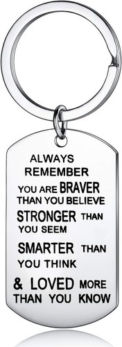 Always Remember You Are Braver Than You Believe Jewelry Keychain Keyring