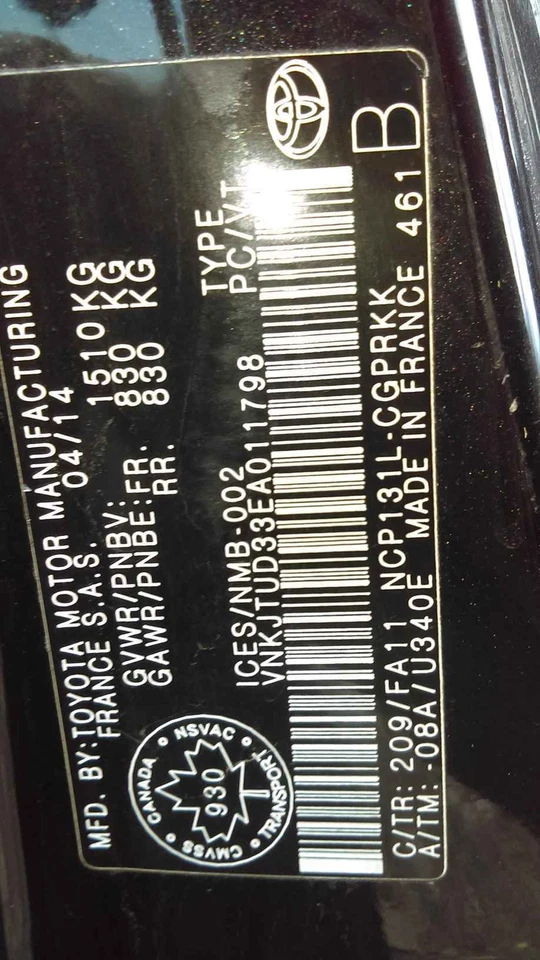 Used Right Quarter Glass fits: 2014 Toyota Yaris Htbk 2 Dr Right Grade A Foto 3 de 4