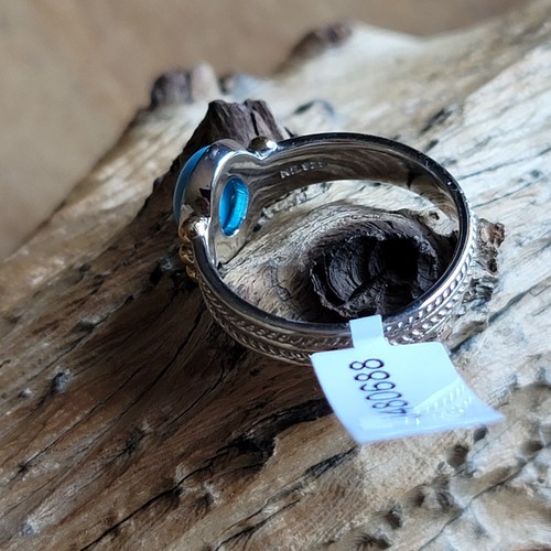 Genuine Sleeping Beauty Turquoise Oval Cut Sterling Silver Ring Sz 10 EVINE $120 - Picture 7 of 12