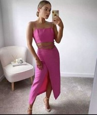 NWT Zara Pink Wrap Midi Skirt Sz S SOLDOUT Vacation BLOGGER
