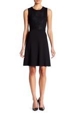 Nine West Lace Trim Dress Size 10 Black