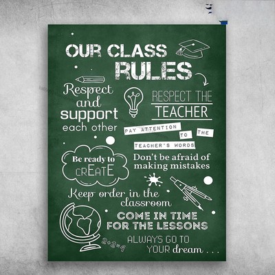 Classroom Poster - Our Class Rules, Respect And Support Each Other, Respect T...
