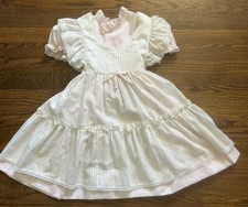 Vintage BRYAN Dress Girls Sz 6X Pink Polka Dot Cottage Core Prairie Smocked