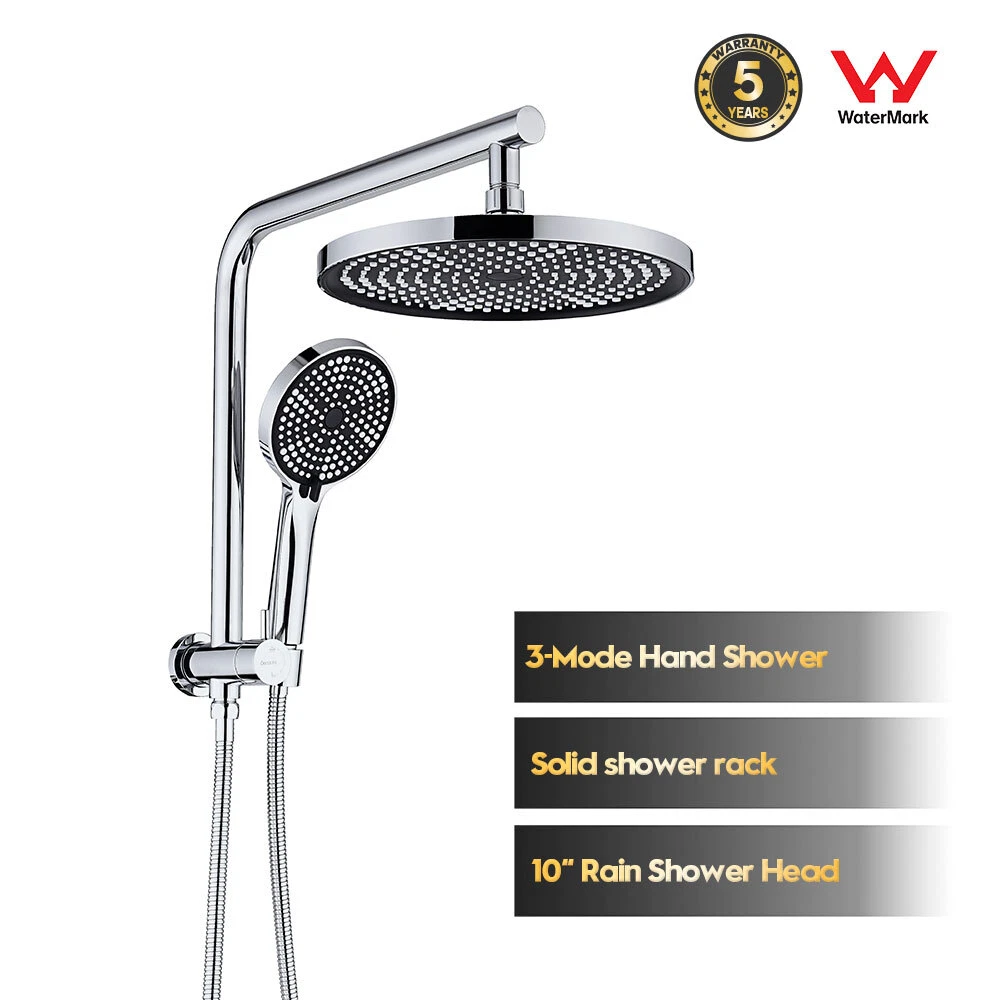 Decaura WELS 10" Rain shower head set 3-Mode handheld shower 2 in 1 Set Chrome