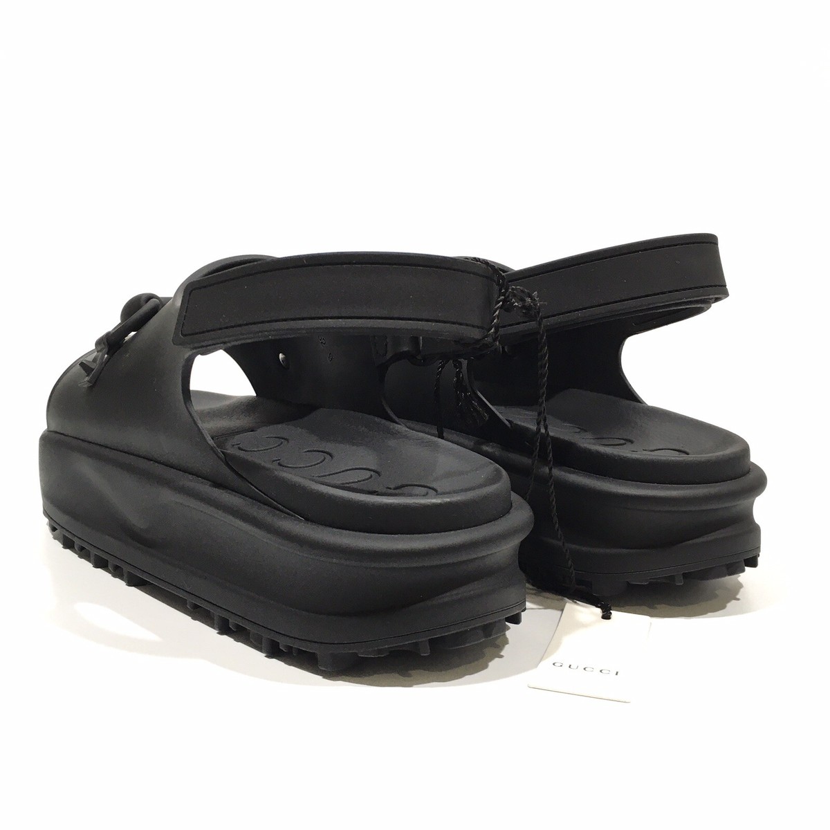 GUCCI HORSEBIT PLATFORM SANDALS -BLACK RUBBER -MEN'S US 9.5