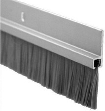 36" Door Bottom Sweep Clear Anodized Aluminum with 1" Gray Nylon Brush