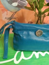 JM Woman blue pouch style WRISTLET small purse 4.5x7.5"