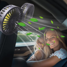 USB Car Fan for Backseat Kids Baby   Dual Head, No Battery, Quiet Cooling