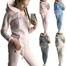Jogginganzug Damen Winter - Kuscheliger 2-teiliger Fleece-Anzug Mit Kapuze