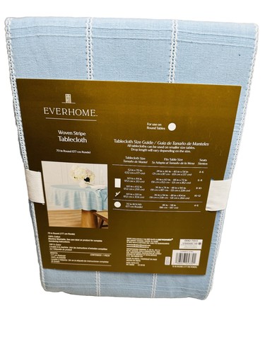 Woven Striped Tablecloth in Light Blue 46inx58in Oblong or Oval, Seats 4-6-NEW - Picture 3 of 6