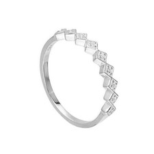 Sterlingsilber und Klar CZ Kristall Kette von Vierecken Ring Größen 46 - 64 (H -