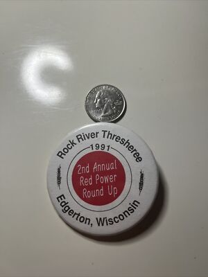 Vintage Pinback Button Rock River Threesheree 1991 Edgerton, Wisconsin Round Up
