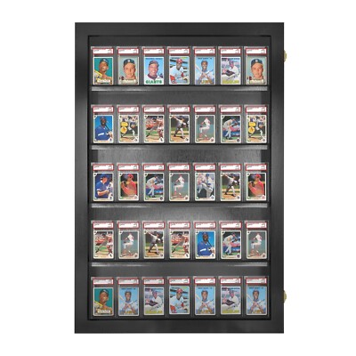 graded card display case Baseball Card Display Case Sports Card Frame Lockable -Holds 35 PSA Graded  Cards
