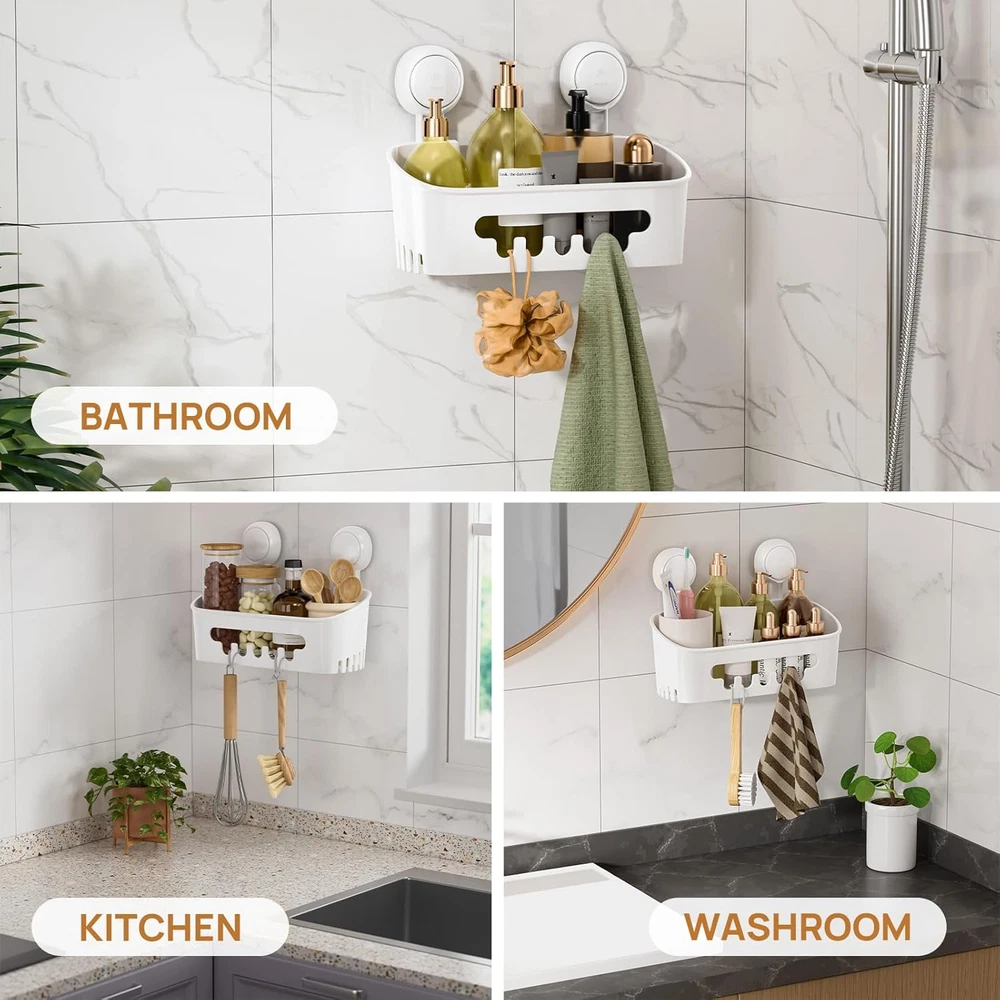 Shower Caddy Suction Cup Shower Shelf Suction Shower Basket Removable Powerful S