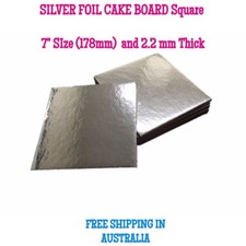 7" Inch Cardboard Cake Board Square Silver Thickness 2mm Premium cakeboards