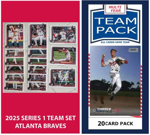 2024 Baseball Team Pack Braves 20 Card Pack Chipper Jones + 2025 Topps Series 1 - Bild 1 von 4