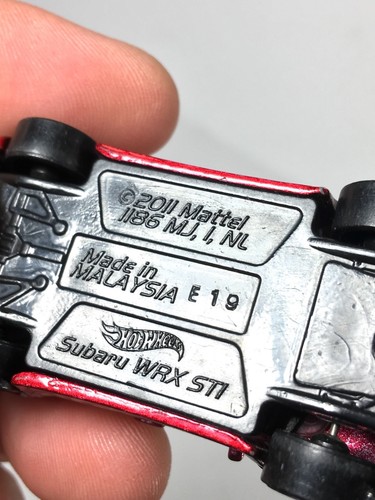 Hot Wheels HW Subaru WRX STI #12 Race Car Red Pink Malaysia 2012 Model Toy - Picture 5 of 5