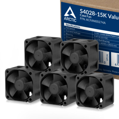 ARCTIC S4028-15K (5 Pack) 40x40x28mm Server Lüfter Kühler PWM Dauerbetrieb PC