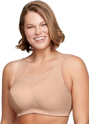 Glamorise Full Figure No-Bounce Camisole Sports Bra Cafe 34F