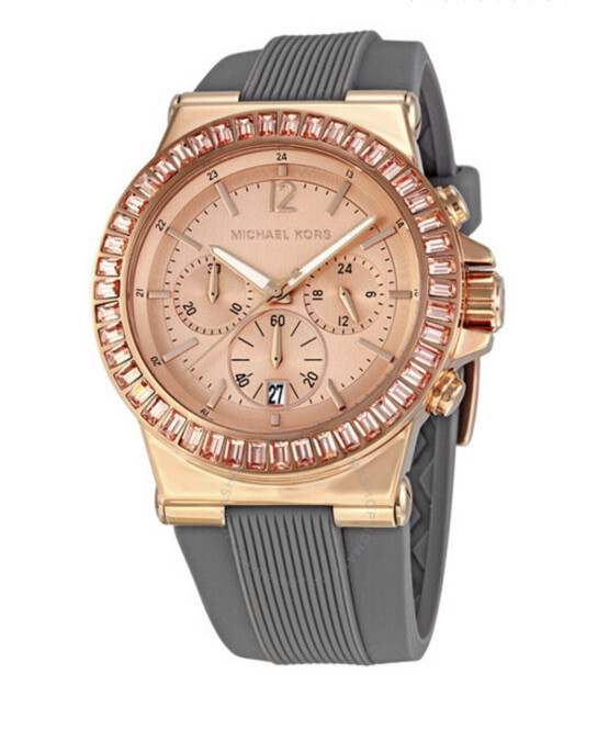 MK5467 Michael Kors Ladies Jet Set Crystal Grey Rubber Strap  display picture 3
