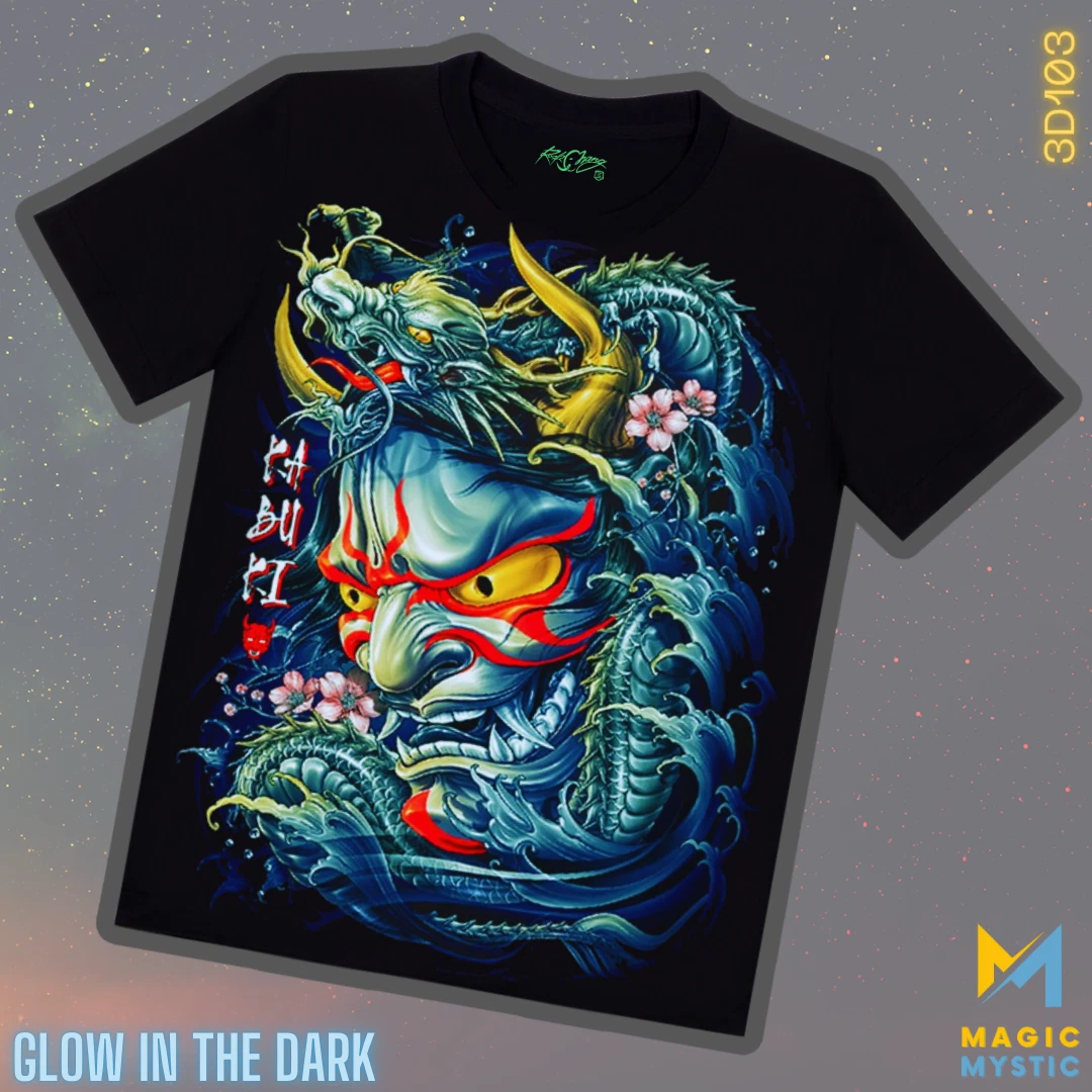 T-Shirt Black 3D Rock Chang Original Demon Warrior Glow in the Dark Unisex
