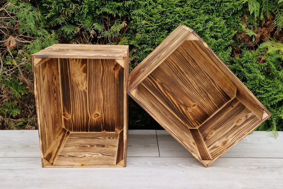 Casse di legno scatole portaoggetti, 40x30x24 cm cassette di legno Naturale - Immagine 4 di 4
